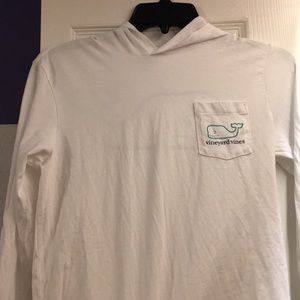 Vineyard Vines White Long Sleeve Light Hoodie Tee